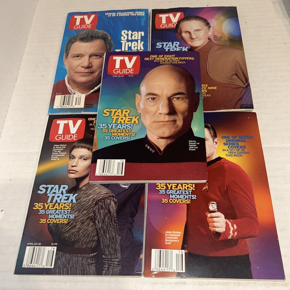 TV Guide Magazines Star Trek Lot Set Of 5 1990's Star Trek TNG Voyager